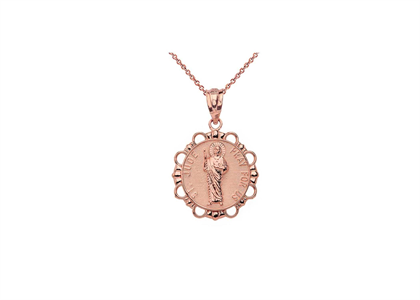 Rose Gold Plated St Jude Religious Pendant